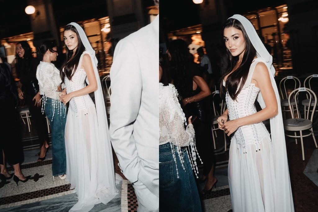 Hande Erçel beyaz mini elbisesi ile Milano’da 2 hande ercel beyaz mini elbisesi ile milanoda1